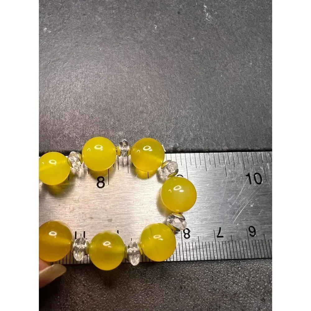 NEW Yellow chalcedony and quartz Sterling silver necklace